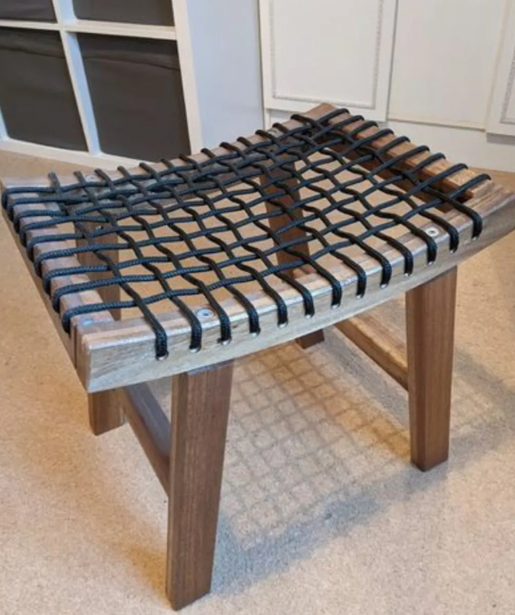 IKEA Stackholmen Stool - dark wood black rope - Image 2