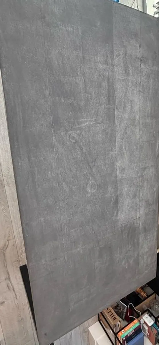 8 Person Dining Table with Concrete Top and Black Legs (chairs not included) - Image 1