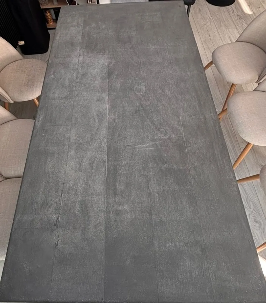 8 Person Dining Table with Concrete Top and Black Legs (chairs not included) - Image 2