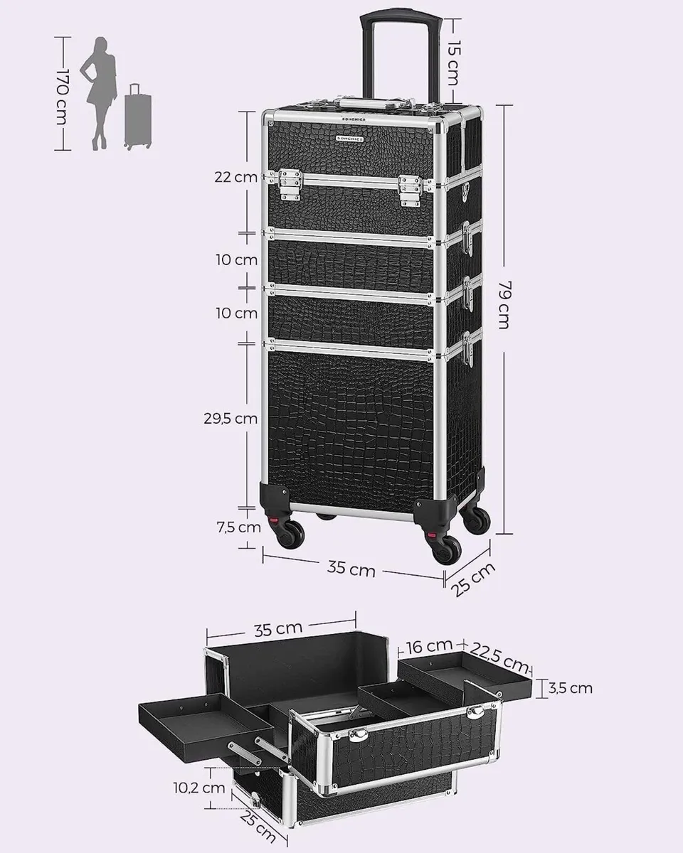 Aluminium Vanity Cosmetic Rolling Case - Image 2