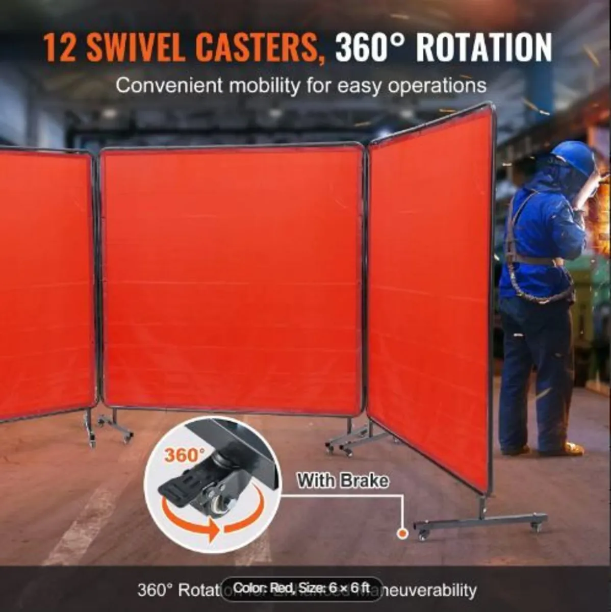 Welding Screen with Frame, 1.8 x 1.8 m 3 Panel - Image 4