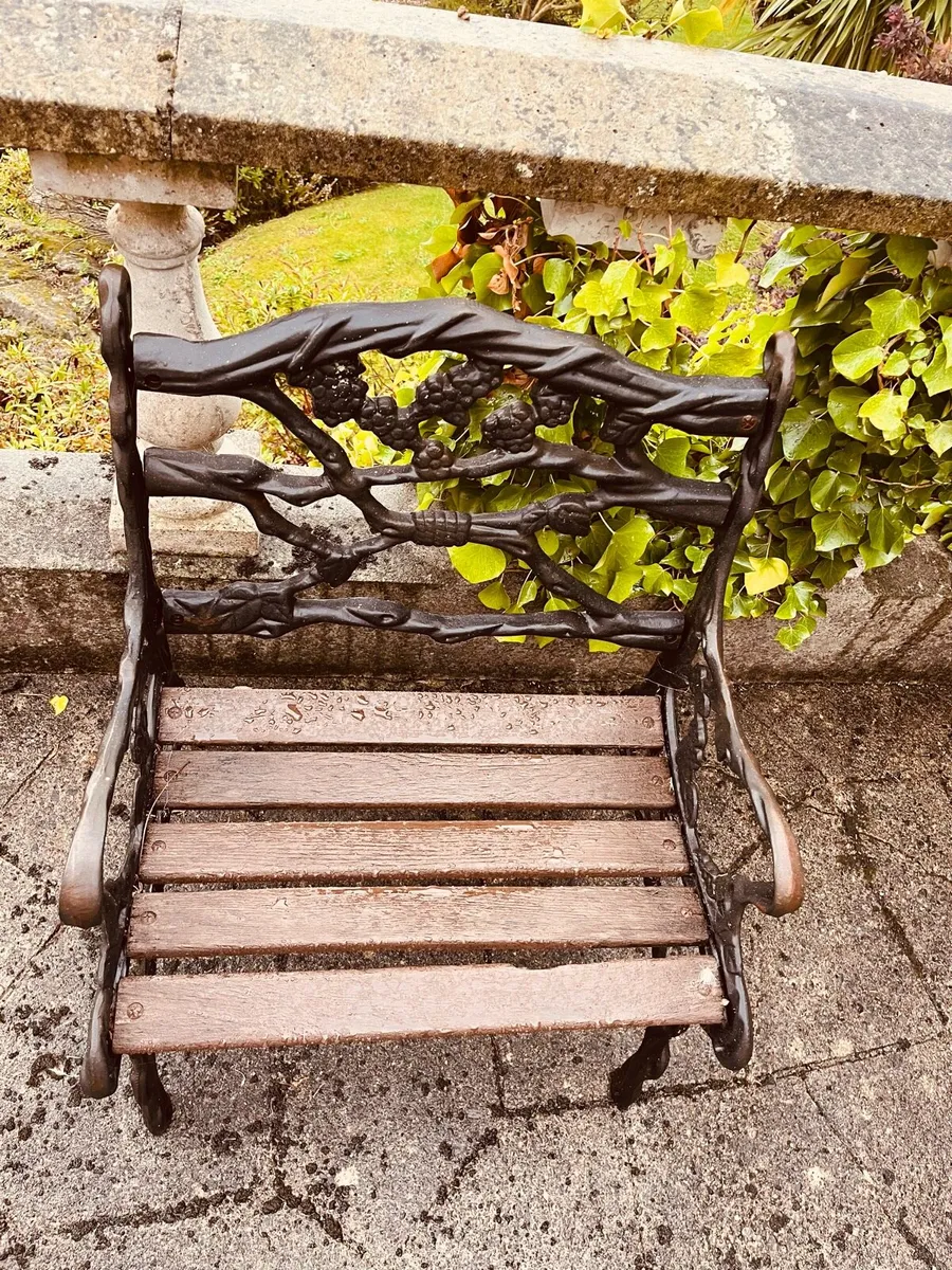 Cast iron garden bench and chair - Image 2