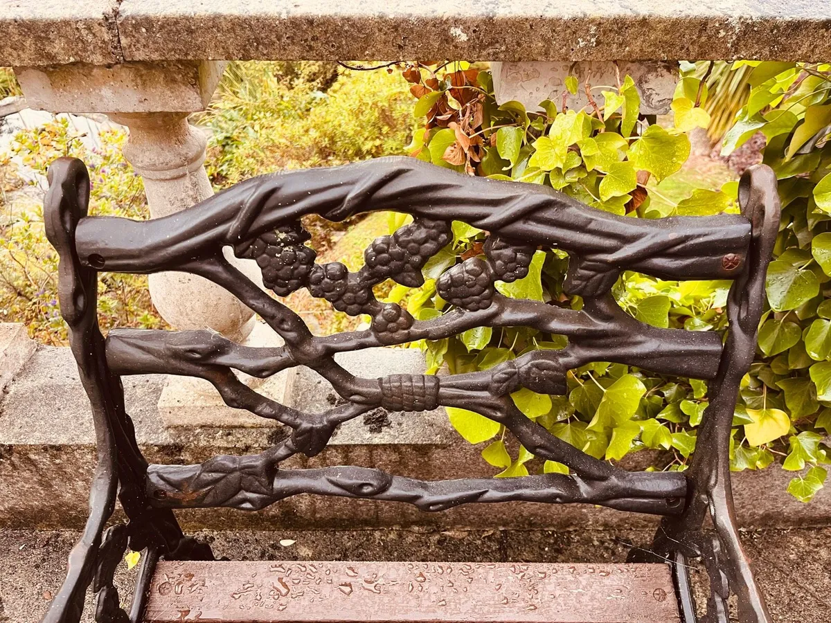 Cast iron garden bench and chair - Image 3