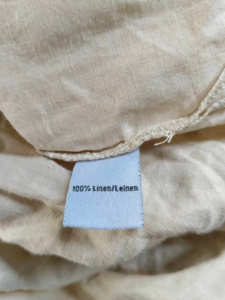 Options beige linen blouse features vertical pintu - Image 2
