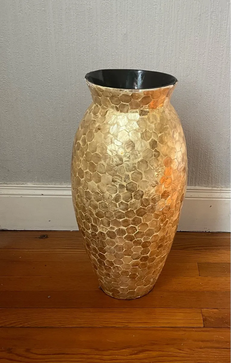Handcrafted Gold Capiz Shell Decorative Vase - Image 1