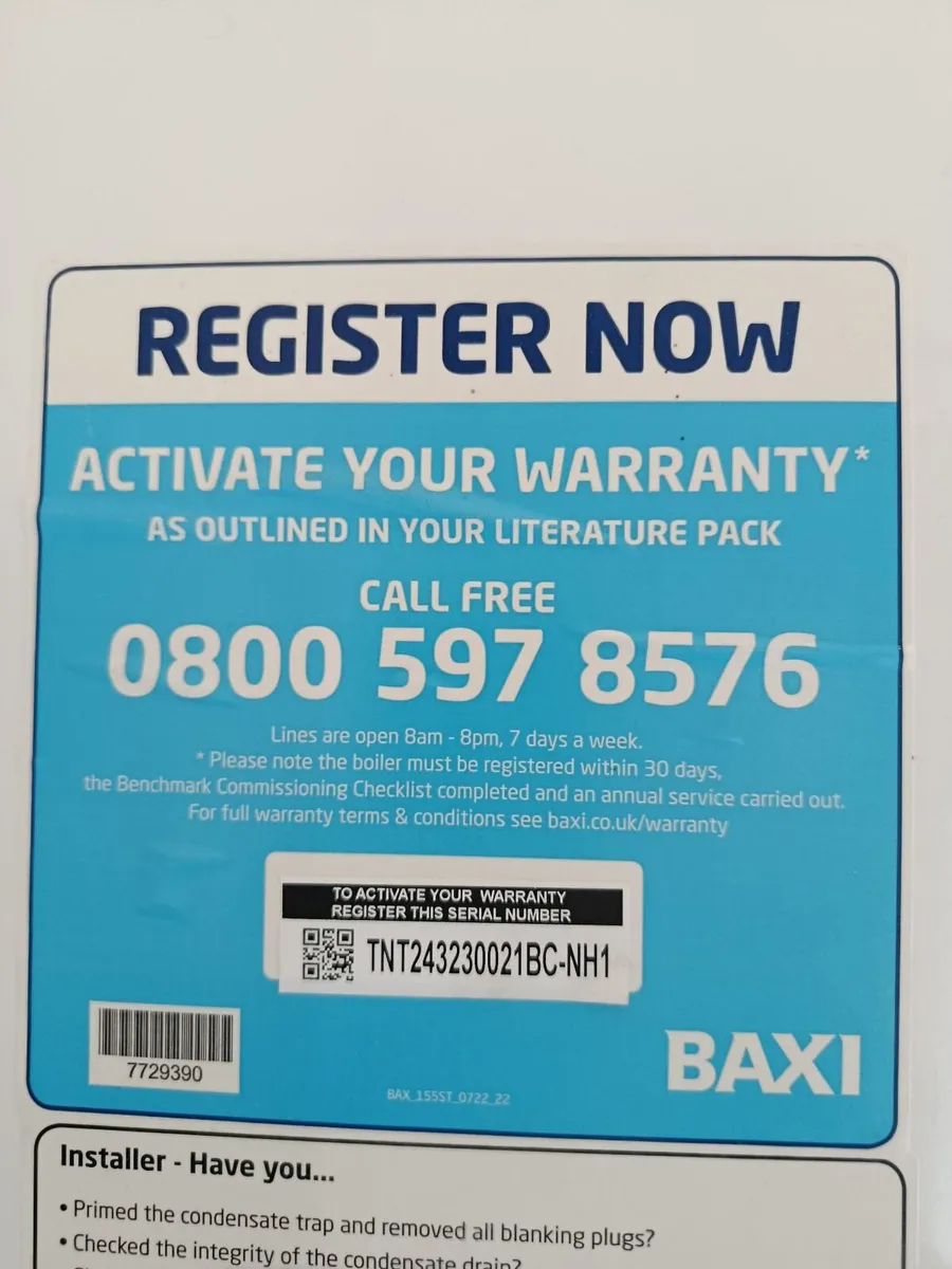 Boiler, Baxi 600 Combi 2 - Image 3