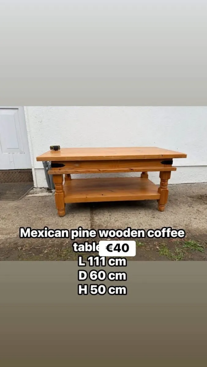 coffee table mexican pine wooden - Image 1