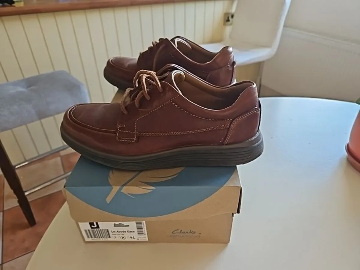 Mens Brown leather Clarks Shoes - Image 1