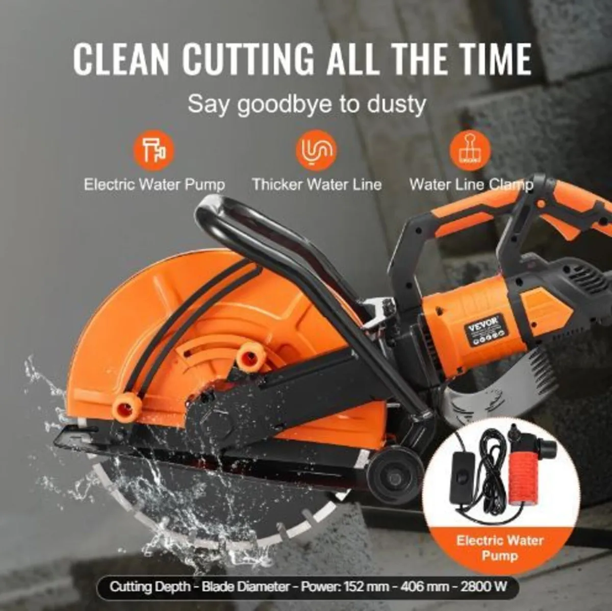 16"/40.6 cm Electric Concrete Saw Wet/Dry - Image 2