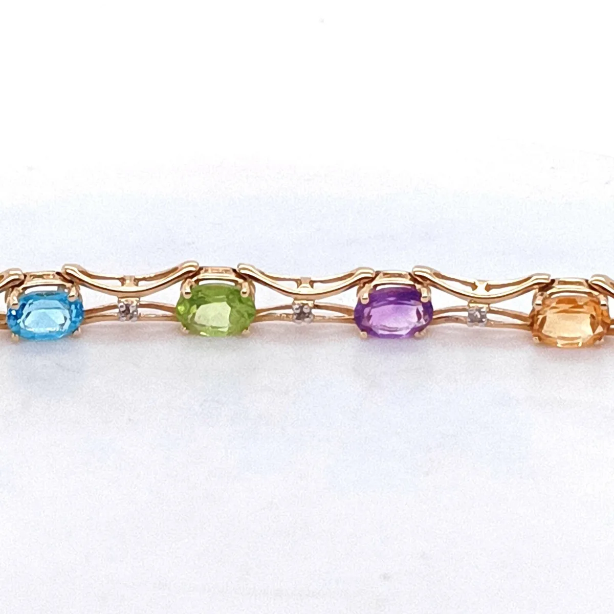 14k Gold Diamond & Multi Gem Bracelet - Image 2