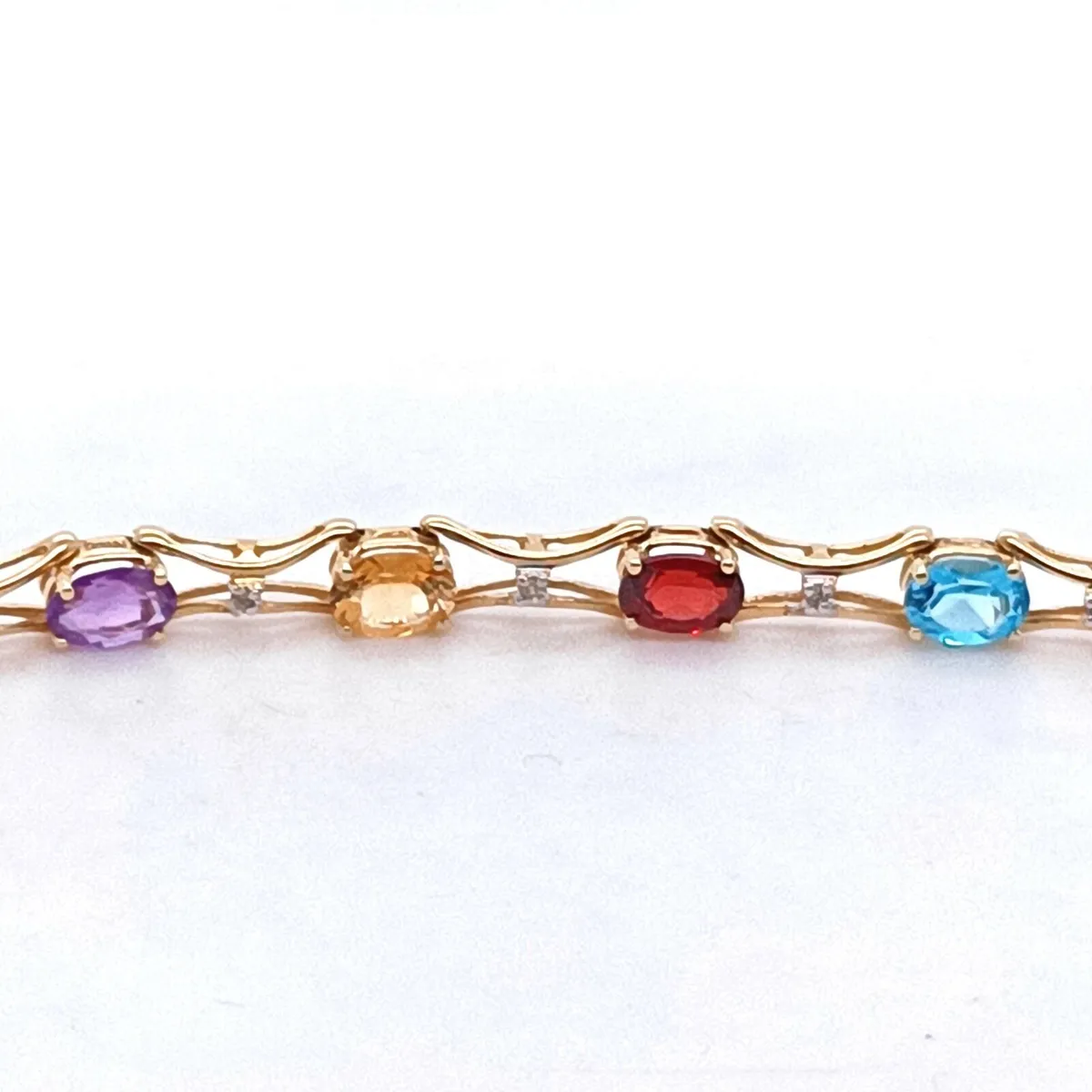 14k Gold Diamond & Multi Gem Bracelet - Image 4