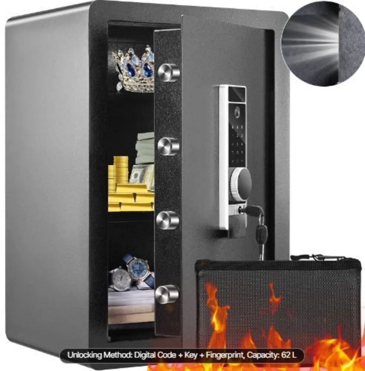 Safe, 62 L Home Safe, Steel Security - Image 3