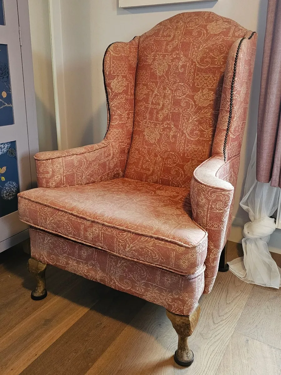 Queen Anne Wingback Armchairs - Image 1
