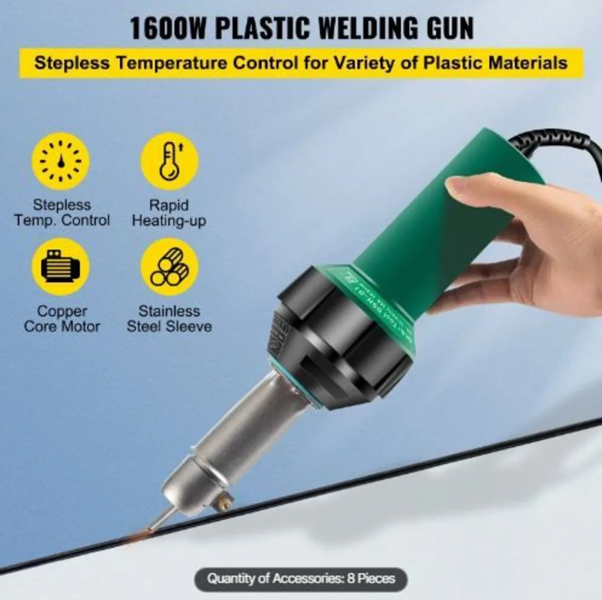 Roofing Welder, 8 Pcs PVC Welding Gun, 1600W - Image 2