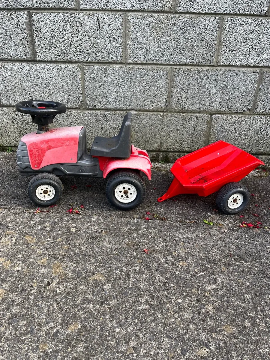 Small Red Tractor & Trailer ride-on toddler kids - Image 1