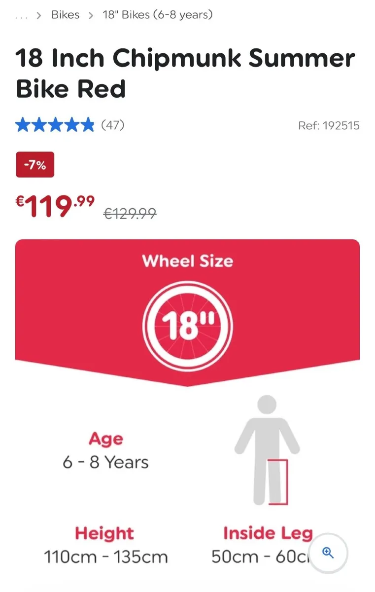 18 Inch Chipmunk Summer Bike Red - Image 4