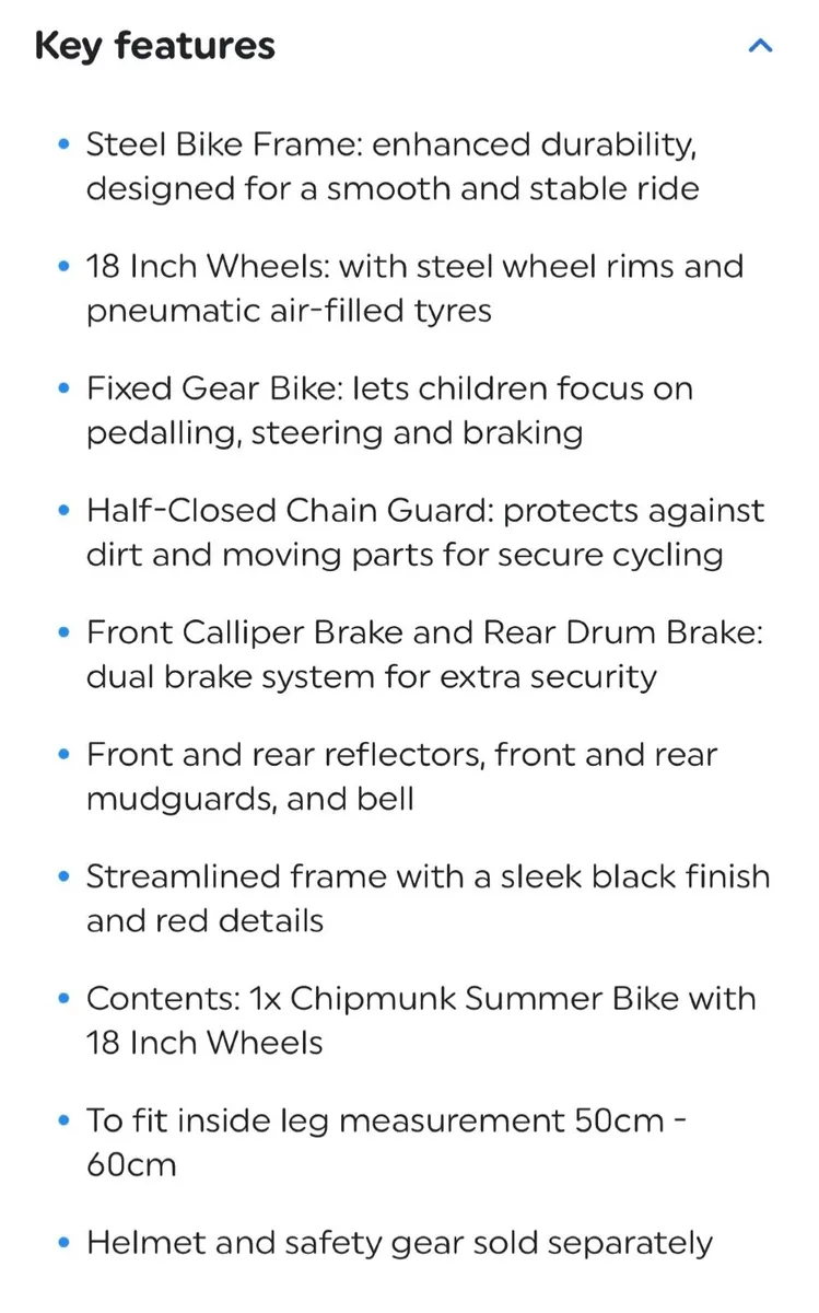 18 Inch Chipmunk Summer Bike Red - Image 3