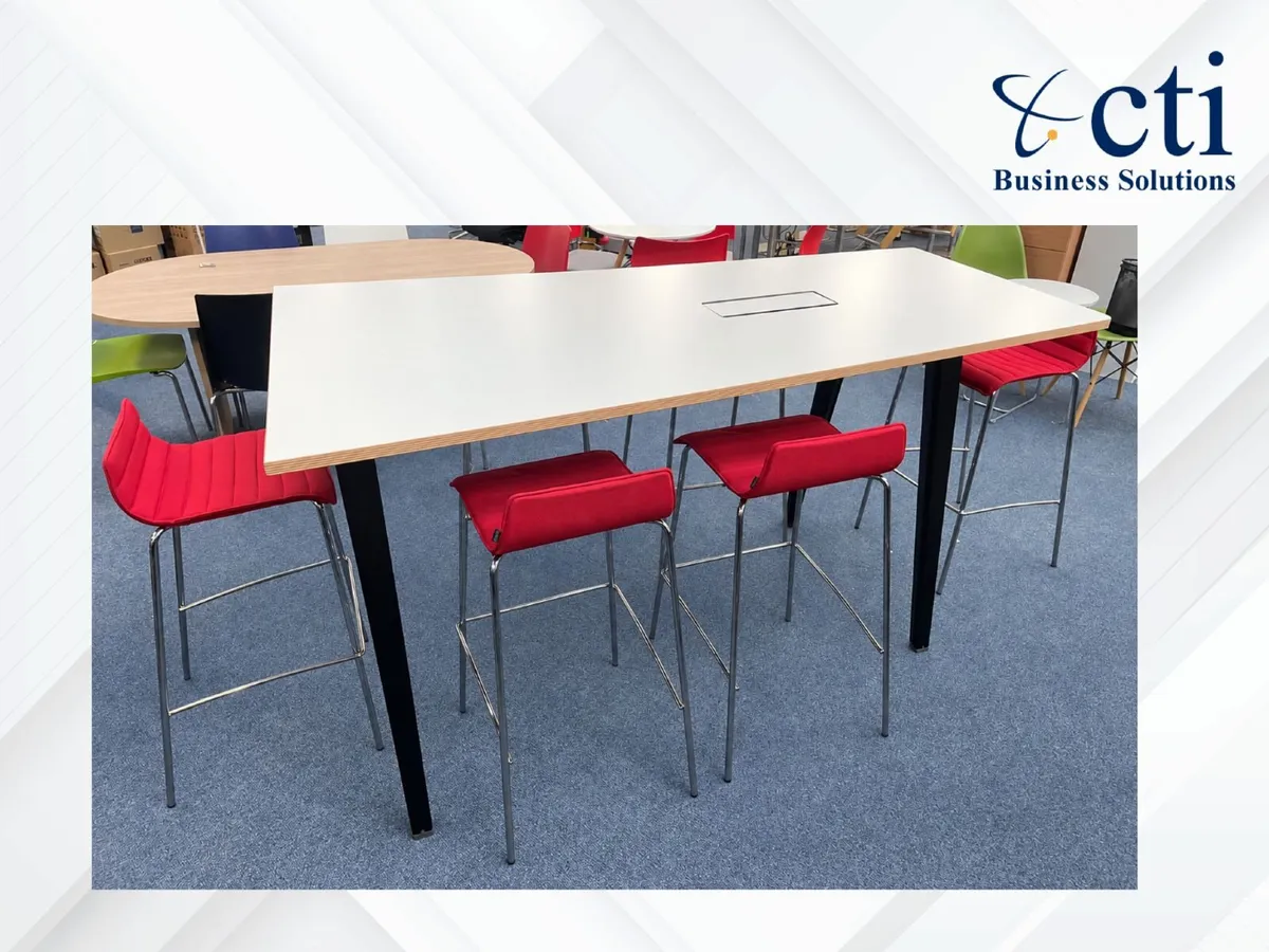 Steelcase High Table & 6 Pledge Stools - Image 1