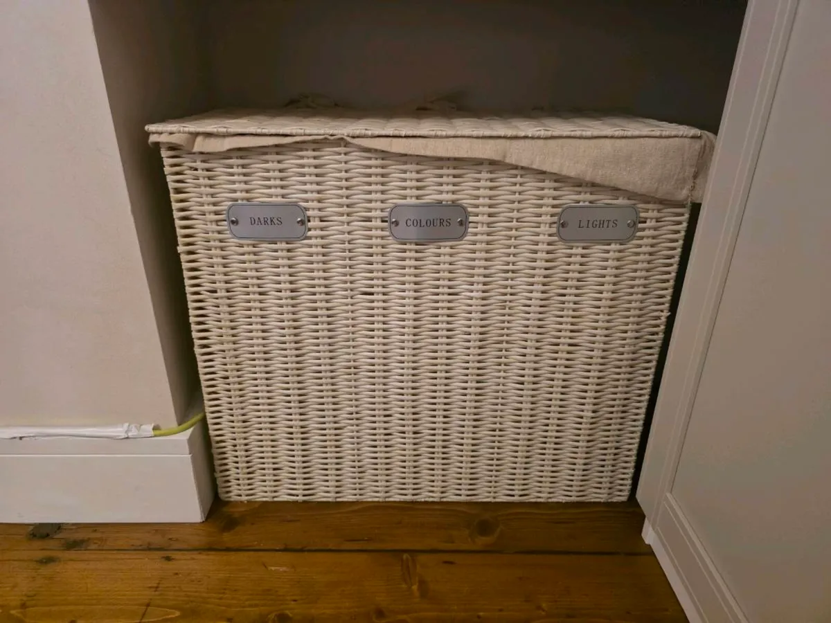 NEXT 3 Compartment Plastic Wicker Laundry Sorter - Image 1