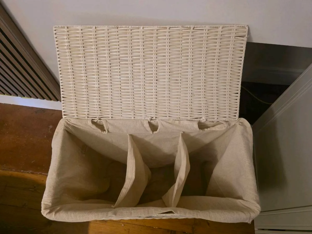 NEXT 3 Compartment Plastic Wicker Laundry Sorter - Image 2