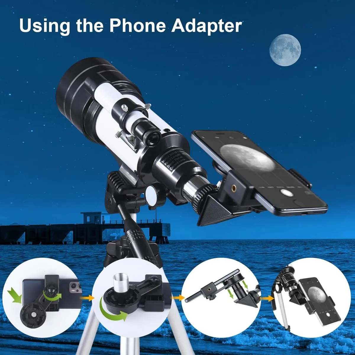 Telescope 70mm 300mm with Tripod & Phone Holder - Image 4