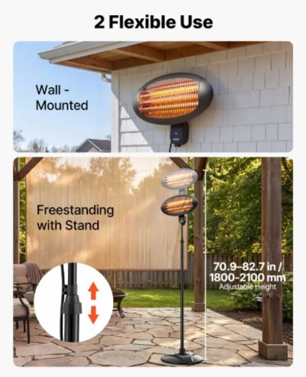 Infrared Heater 2000W Electric Space Heater Pull - Image 2