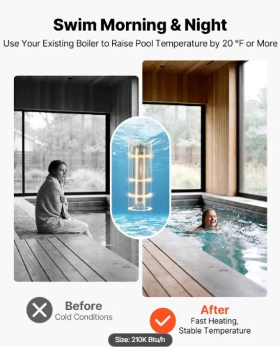 Pool Heat Exchanger, 210K BTU Swimming Pool Heater - Image 2