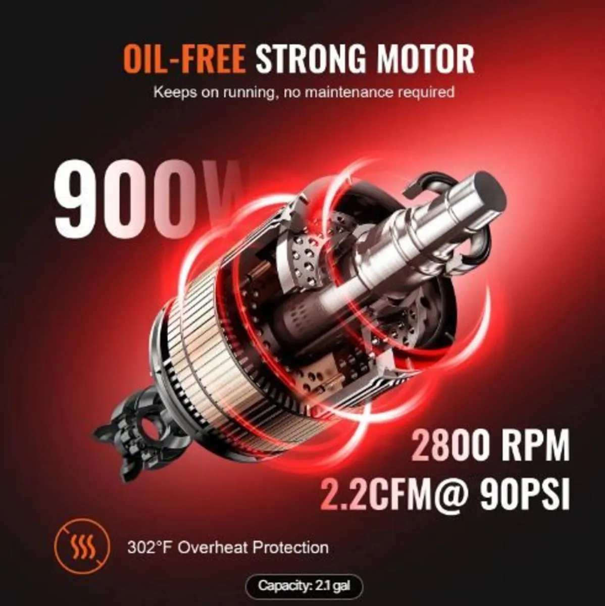 Air Compressor 7.9 L 900W 2.2 CFM - Image 2