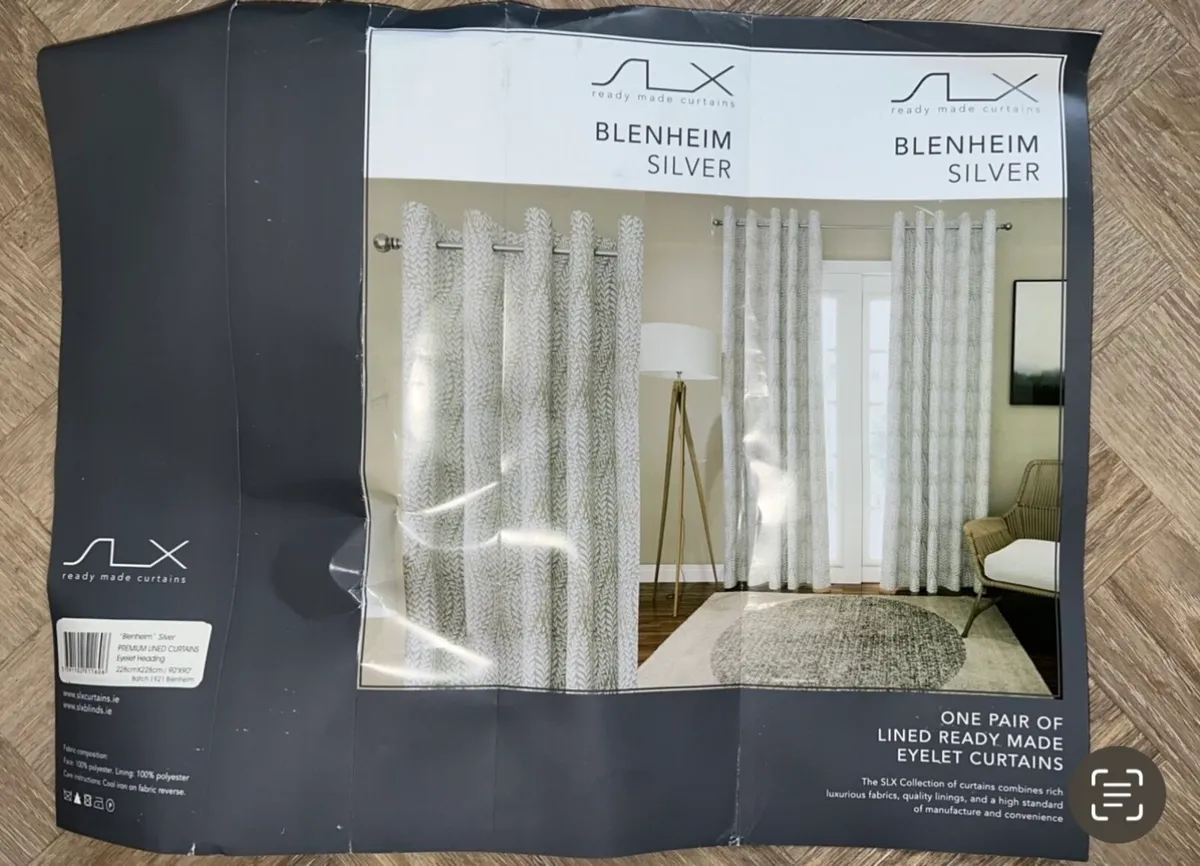 BRAND NEW BLENHEIM LINED EYELET CURTAINS – SILVER - Image 3