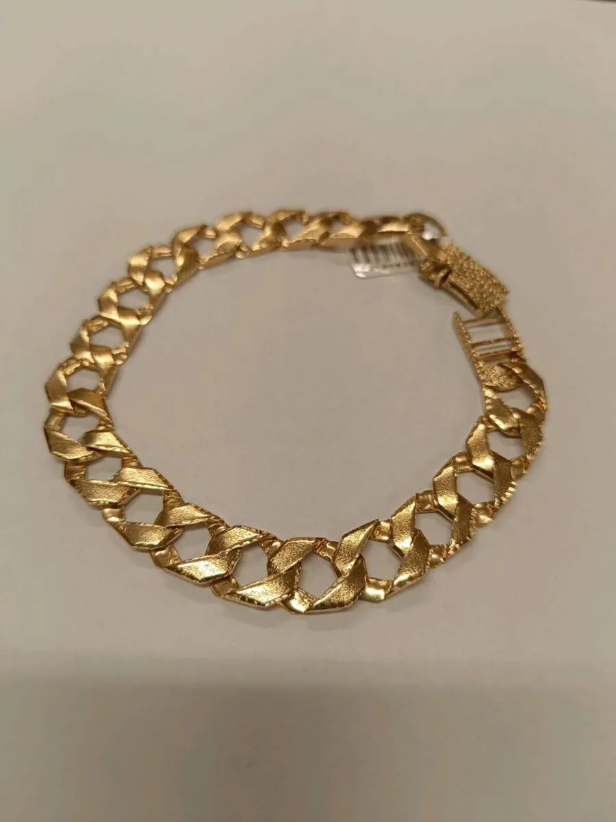 9k Gold Men's Curb Chaps Bracelet - Image 4