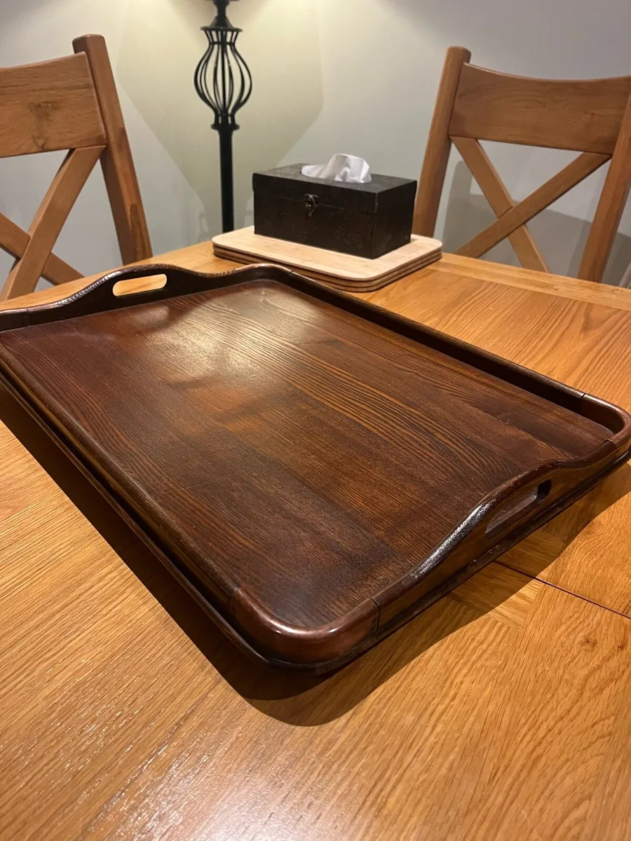 Antique Oak & Copper Serving Tray - Image 4