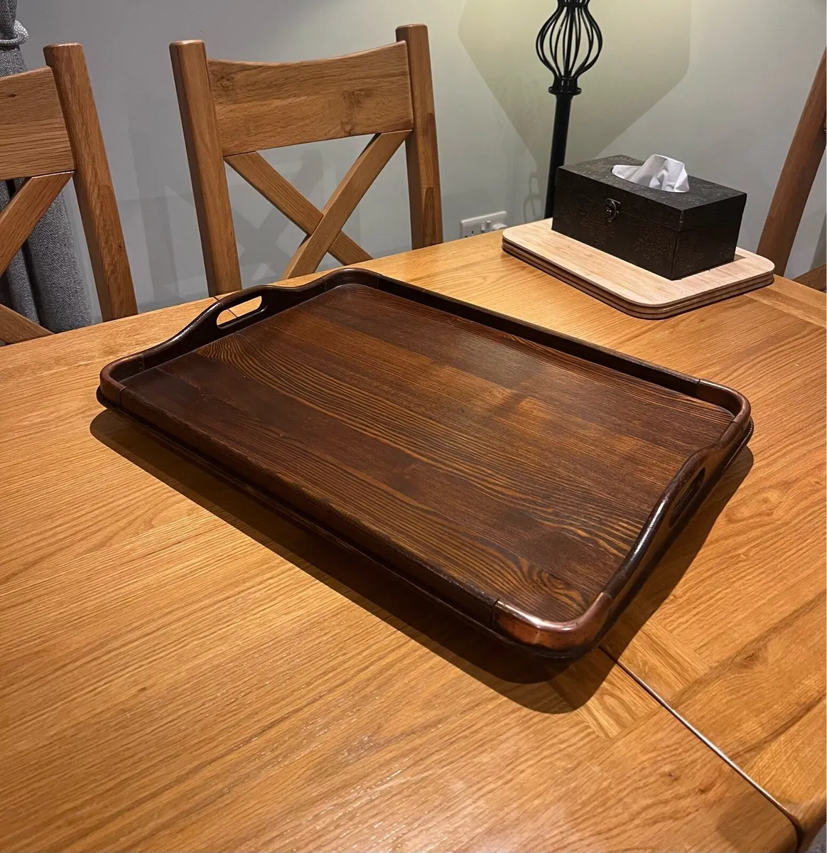 Antique Oak & Copper Serving Tray - Image 1