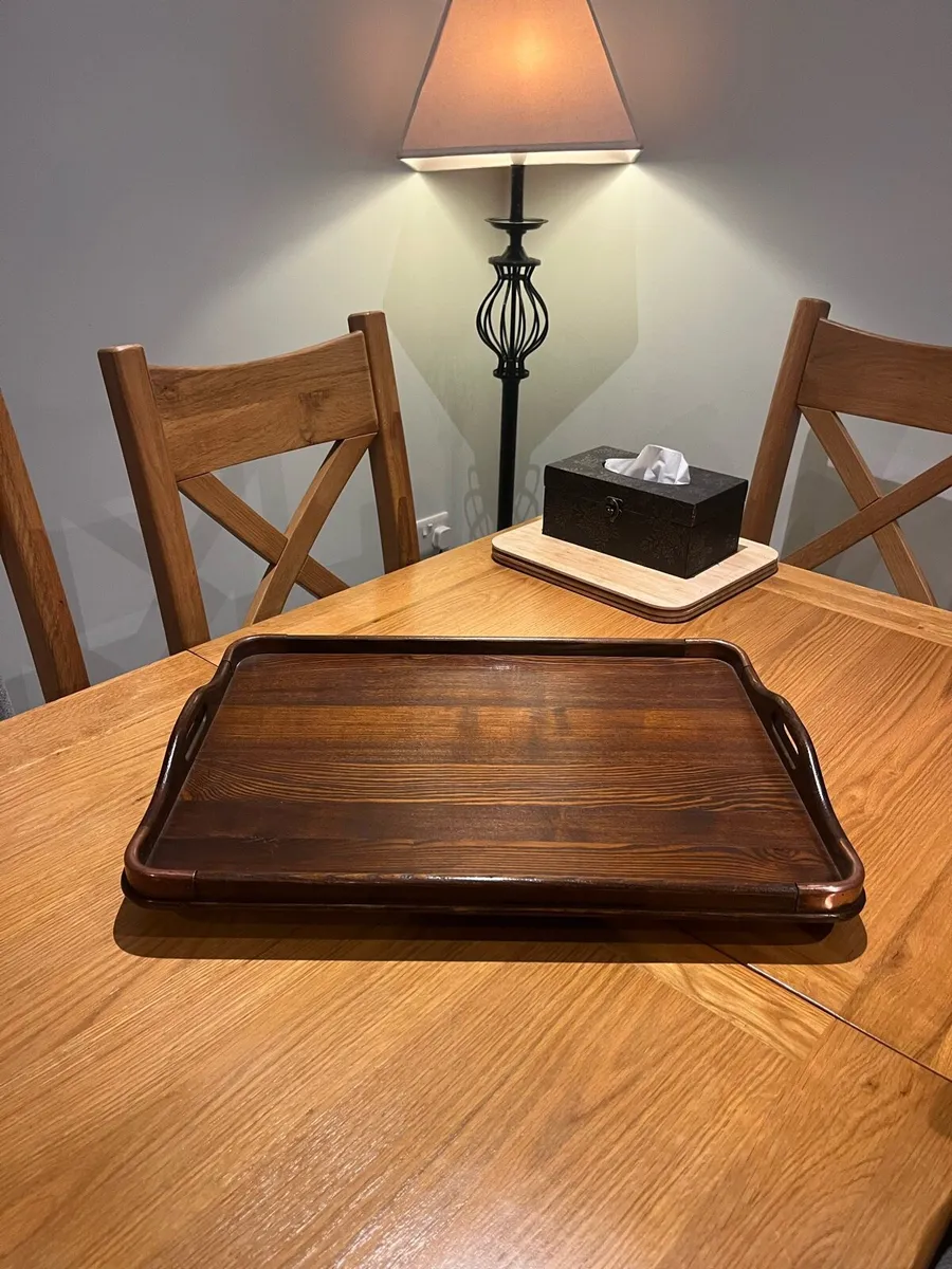 Antique Oak & Copper Serving Tray - Image 2