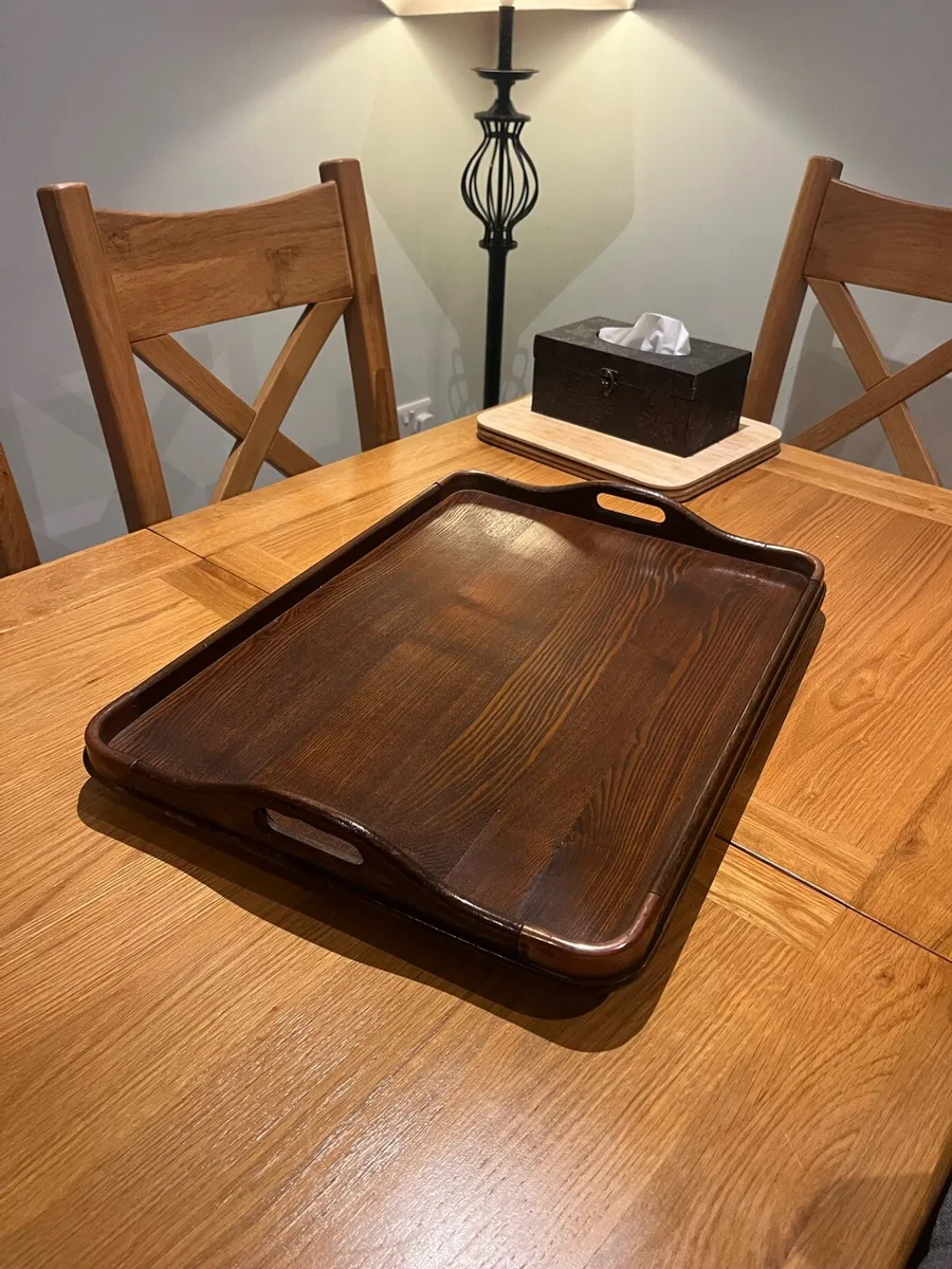 Antique Oak & Copper Serving Tray - Image 3