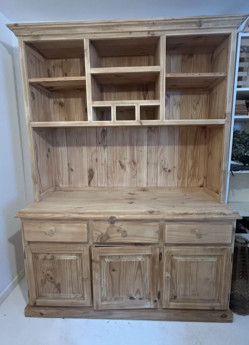 Large  Pine Restored Farmhouse Kitchen Dresser - Image 2