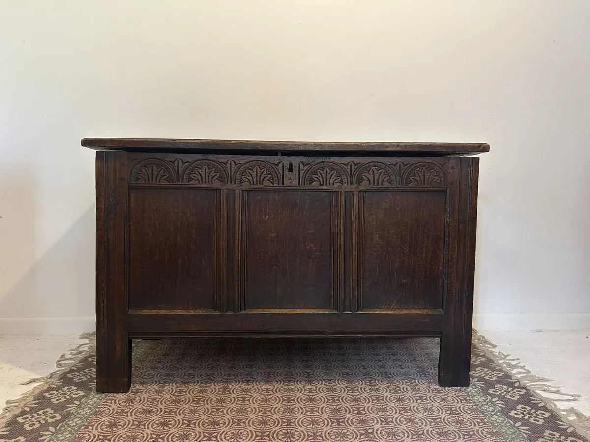 Antique Carved Oak Coffer