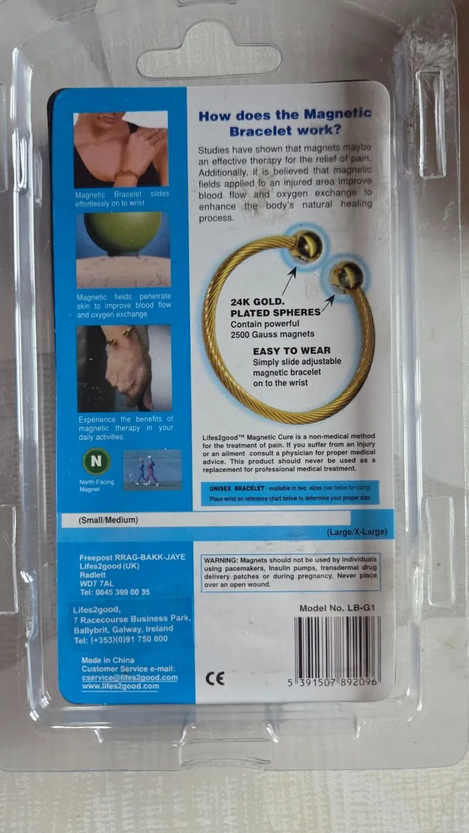 New & Sealed 24K Gold Plated Magnetic Bracelet - Image 2