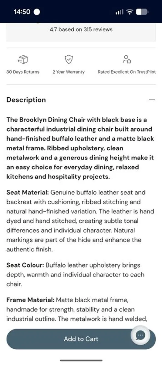 Dining chairs Buffalo Leather tan - Image 4
