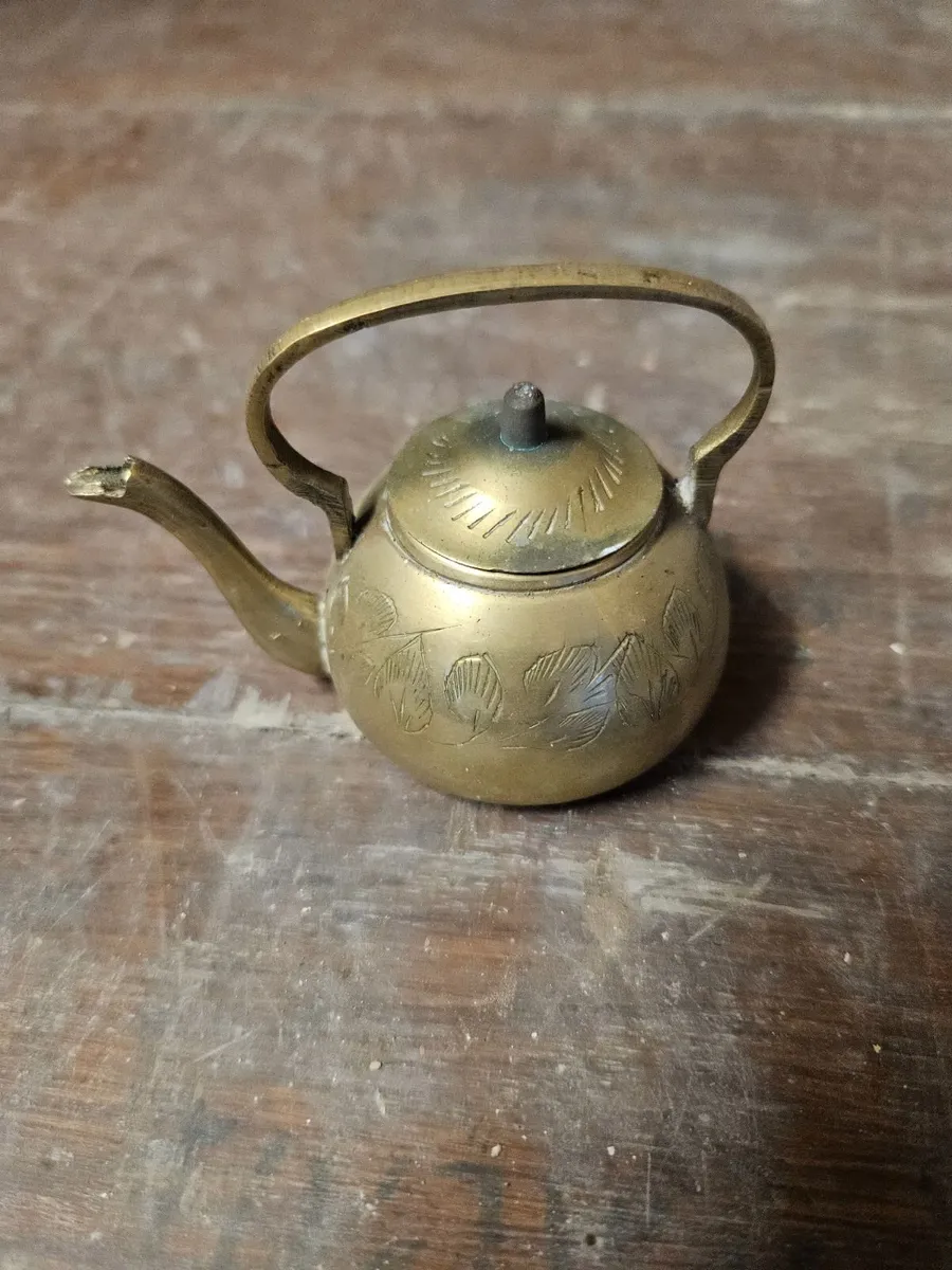 Vintage Miniature Brass Kettle - Image 1