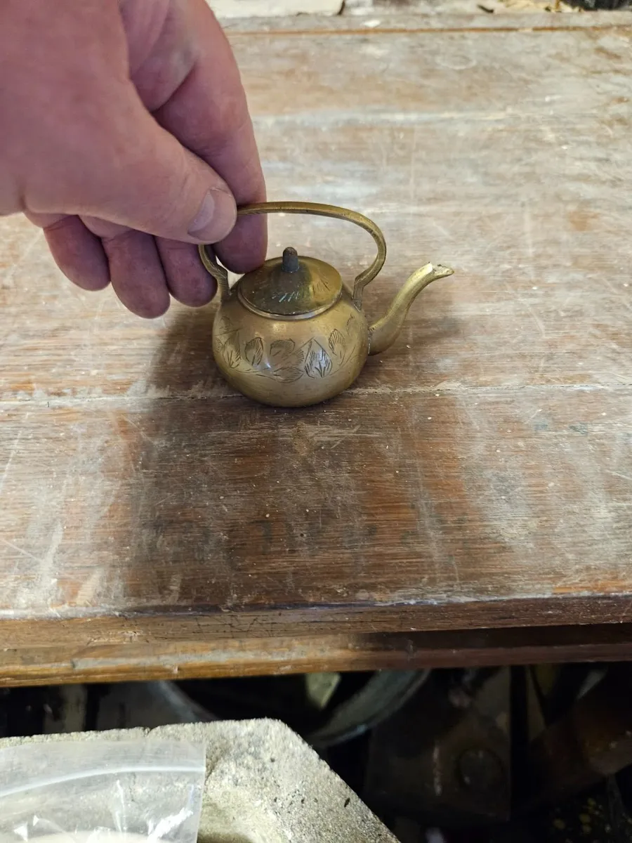 Vintage Miniature Brass Kettle - Image 2
