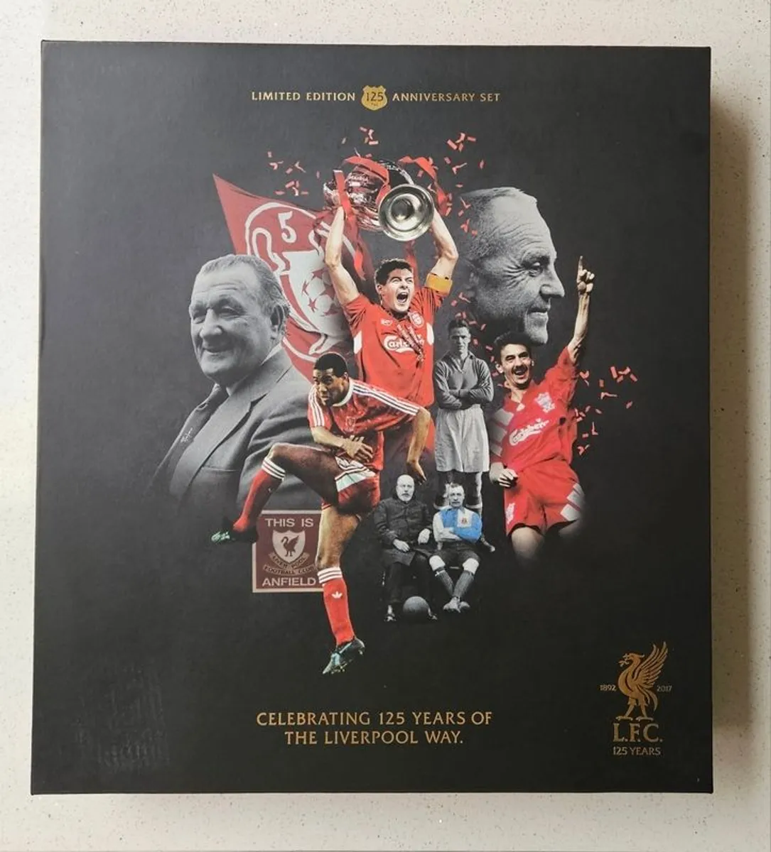 Official Liverpool FC 125th Anniversary Limited Edition Double Shirt Box Set - Size Large (Pristine Condition) - Image 1