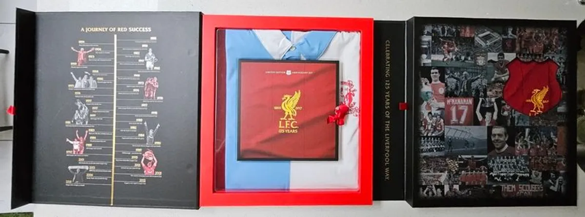 Official Liverpool FC 125th Anniversary Limited Edition Double Shirt Box Set - Size Large (Pristine Condition) - Image 3