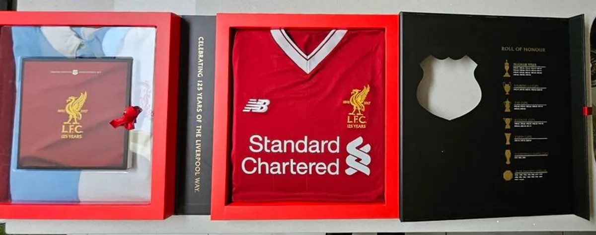 Official Liverpool FC 125th Anniversary Limited Edition Double Shirt Box Set - Size Large (Pristine Condition) - Image 4
