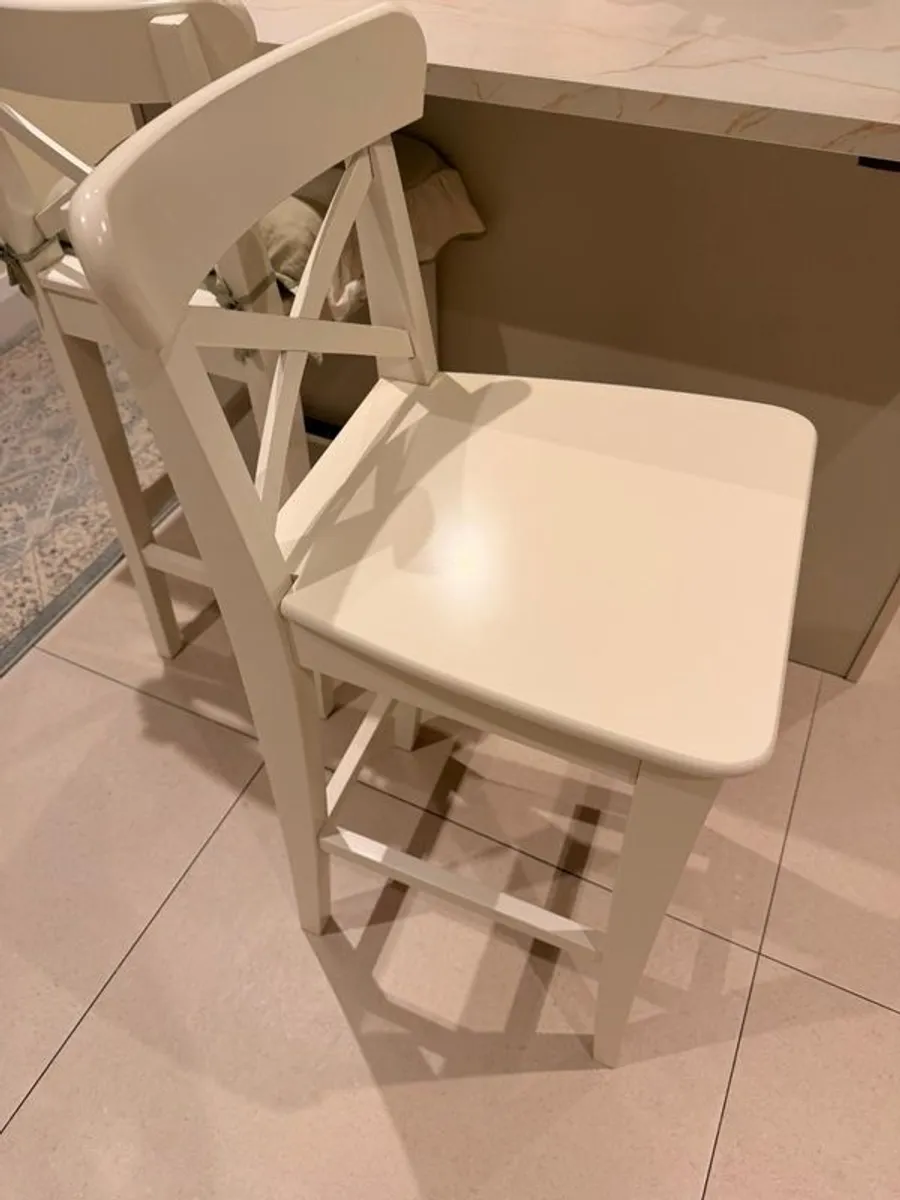 Two wooden bar stools for sale - Image 1