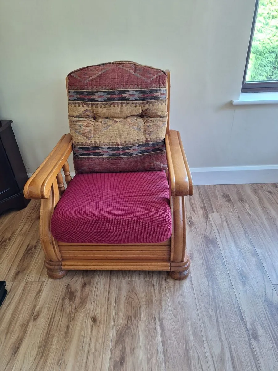 3 piece oak sofa suite - Image 3
