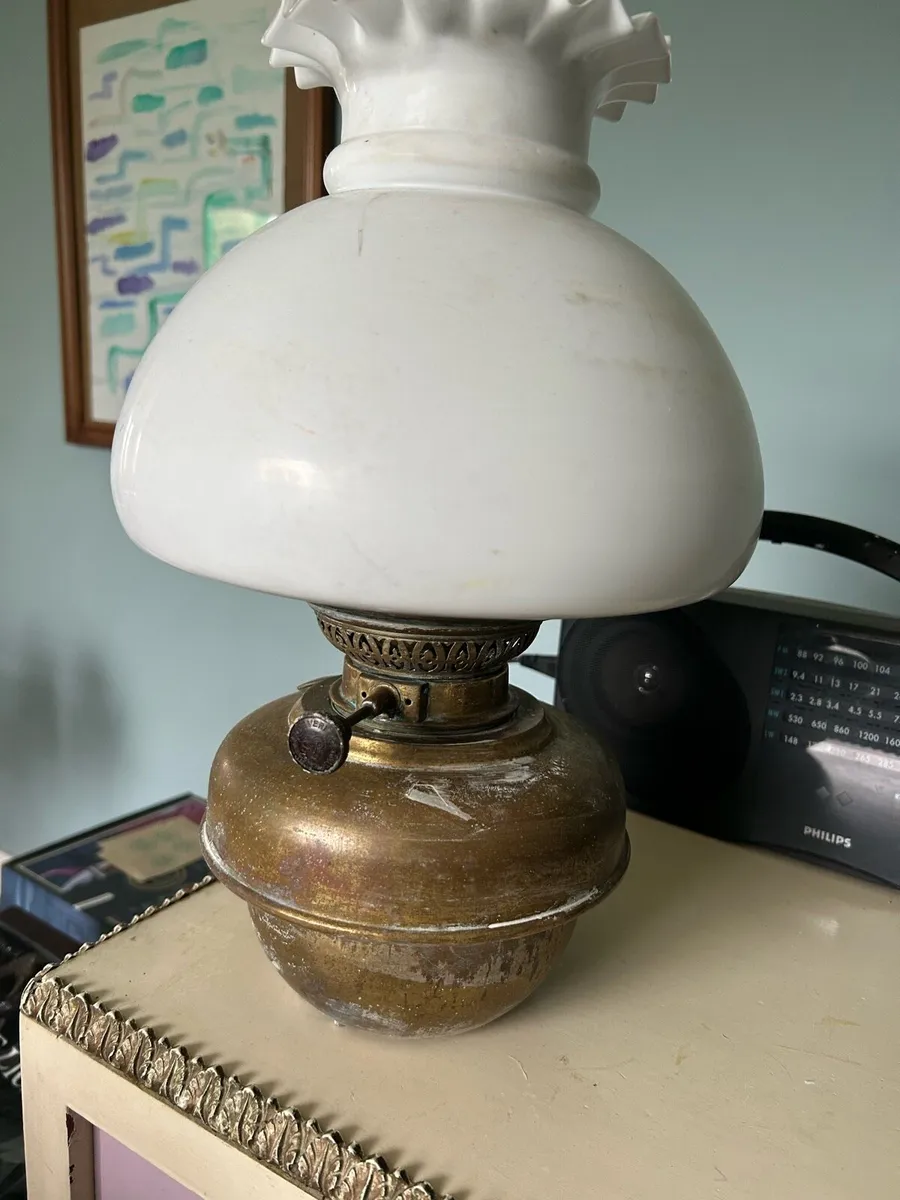 Antique Brass Oil Lamp - Image 2