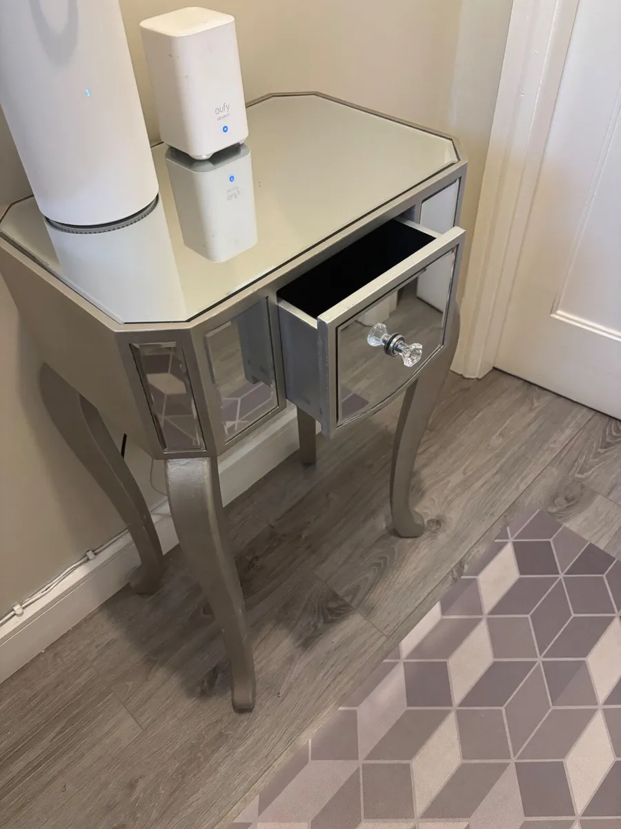 2 glass hall tables with drawers - Image 2