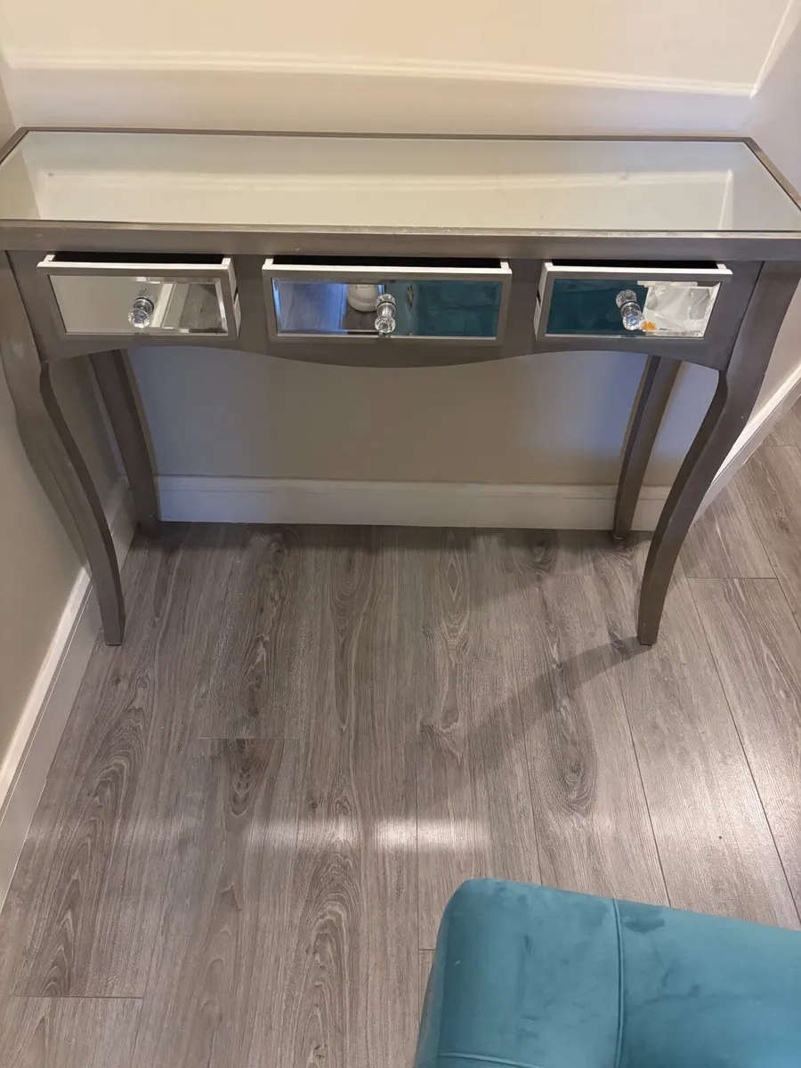 2 glass hall tables with drawers - Image 4