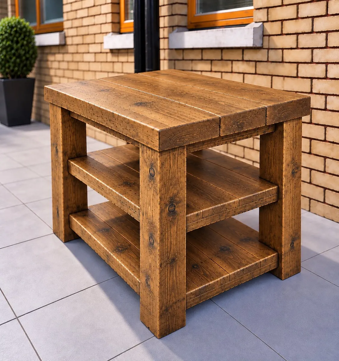 Handmade Rustic Silid Wood Kitchen Island - 900mm - Image 1