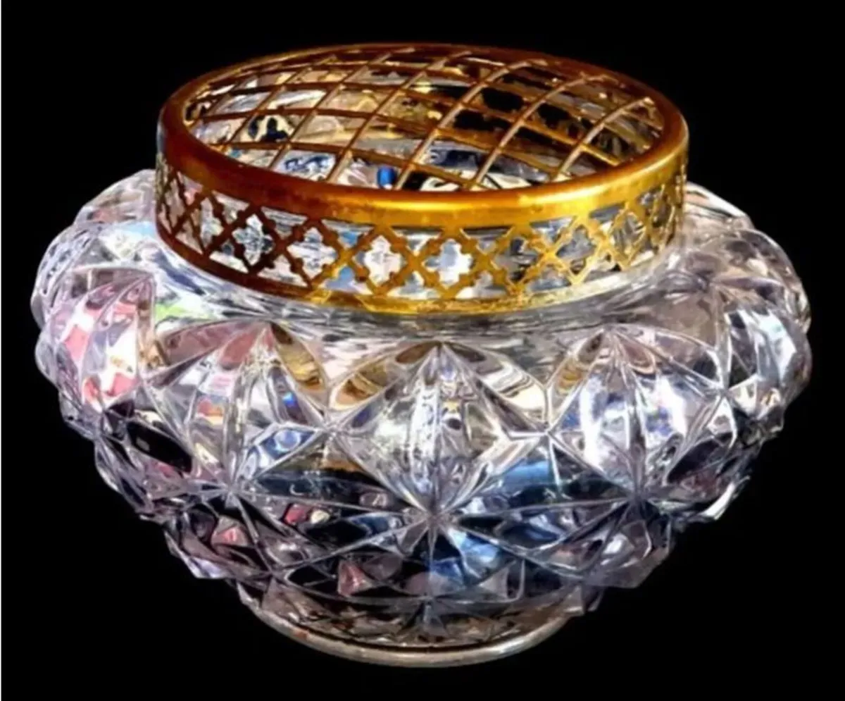 Vintage Harrods Heavy Cut Crystal Rose Bowl - Image 2